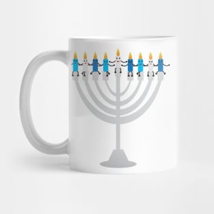 Funny Hanukkah illustration, Cute candles characters sitting on Hanukkah menorah Mug